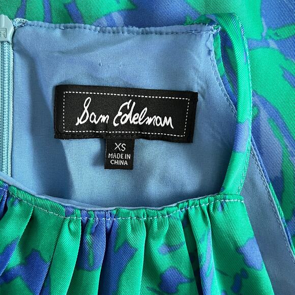 Sam Edelman Floral Print Sleeveless Mini Swing Dress Womens Size XS Blue/Green - Picture 3 of 5